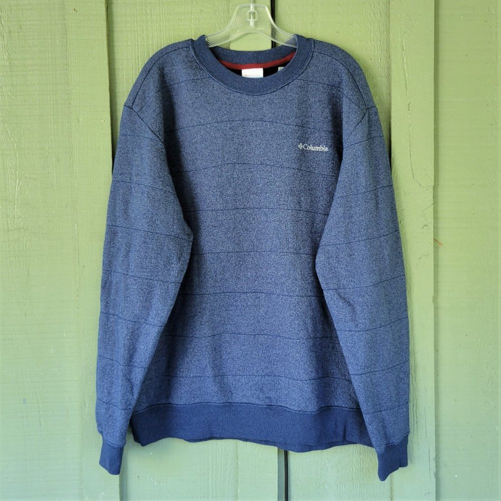 COLUMBIA Blue Knit Sweater Pull-over XL Cotton Blend